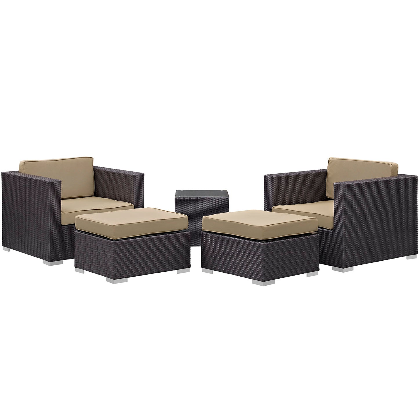 Convene 5 Piece Outdoor Patio Sectional Set Espresso