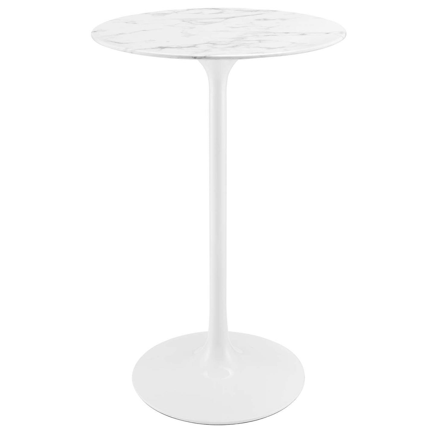 Lippa 28" Round Artificial Marble Bar Table White