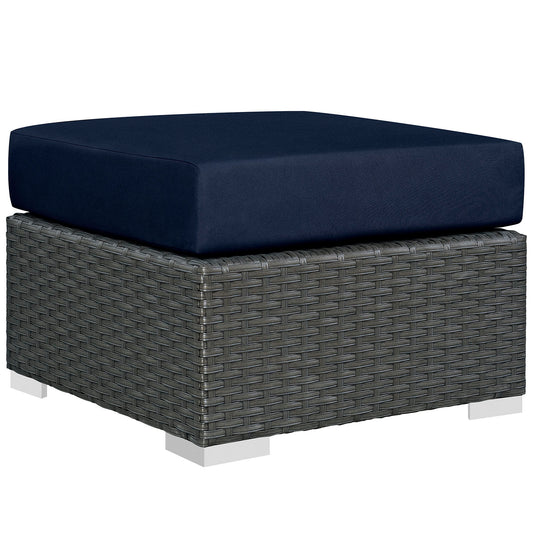 Sojourn Outdoor Patio Sunbrella® Ottoman Canvas Navy