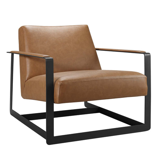 Seg Vegan Leather Accent Chair Tan
