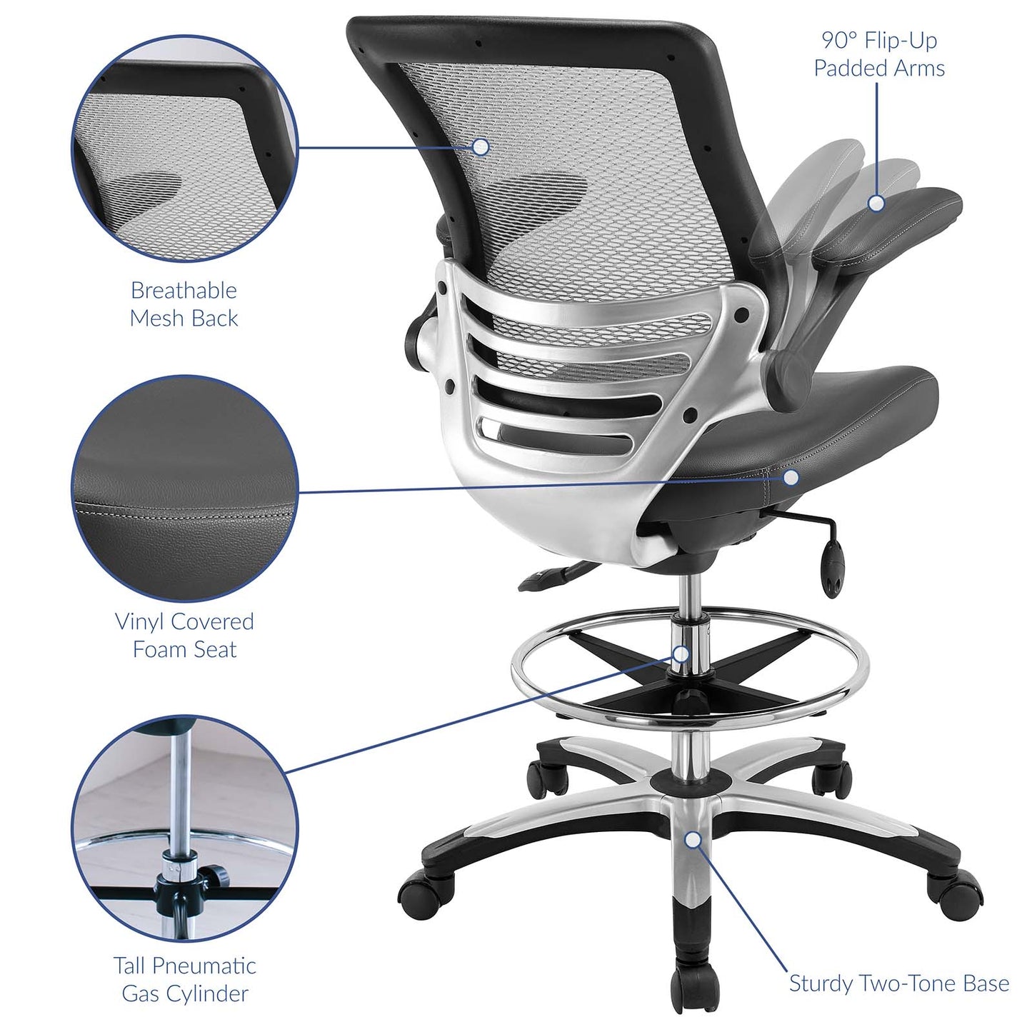 Edge Drafting Chair Gray EEI-211-GRY
