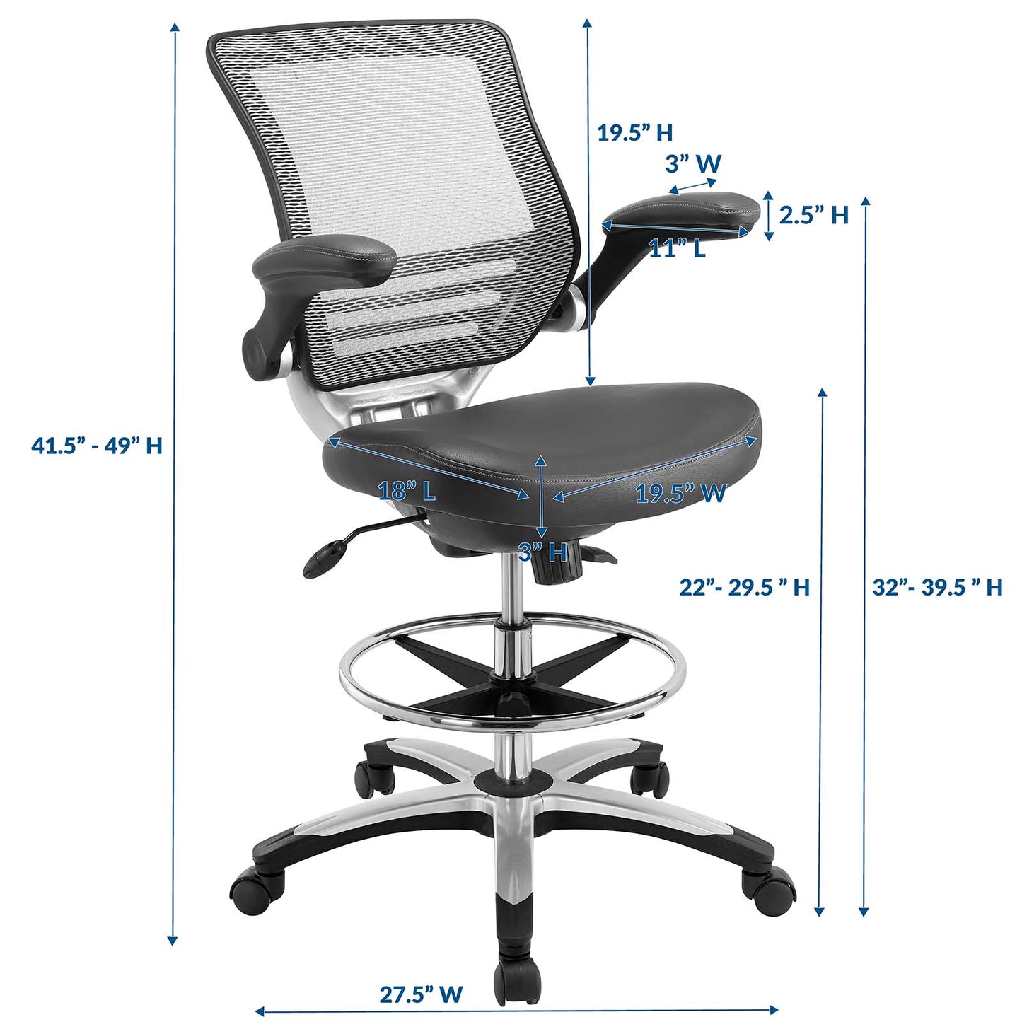 Edge Drafting Chair Gray EEI-211-GRY