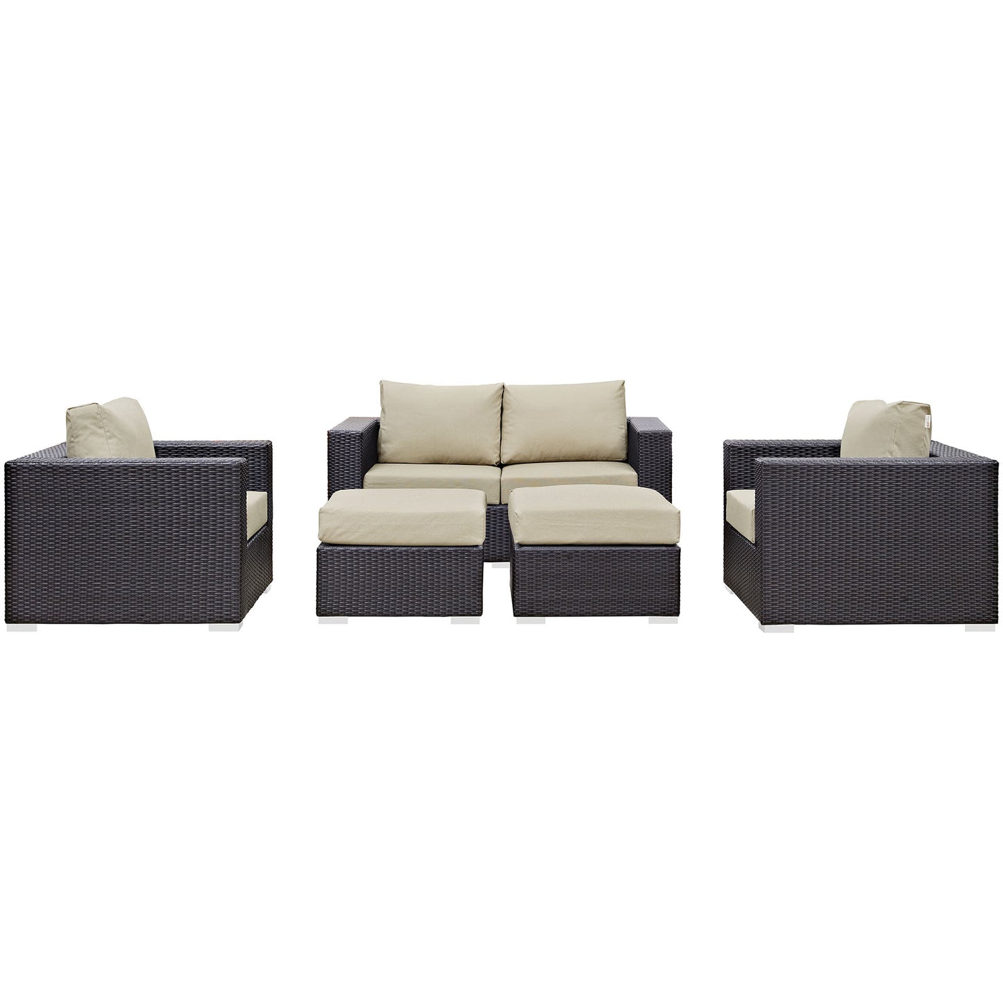 Convene 5 Piece Outdoor Patio Sofa Set Espresso