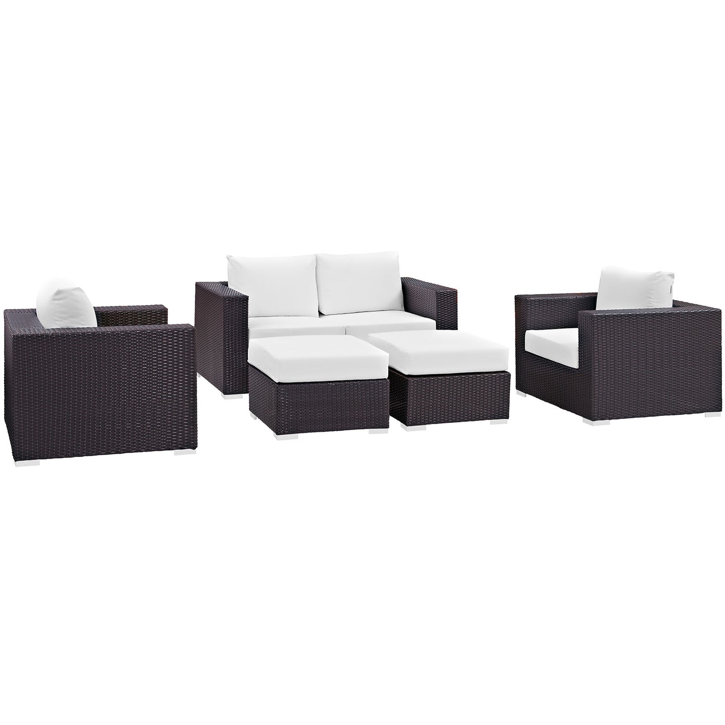 Convene 5 Piece Outdoor Patio Sofa Set Espresso
