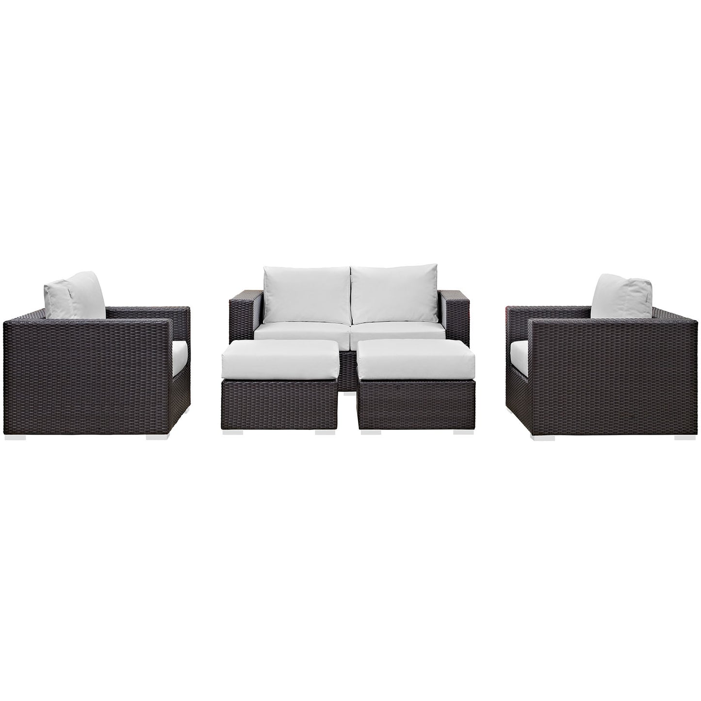 Convene 5 Piece Outdoor Patio Sofa Set Espresso