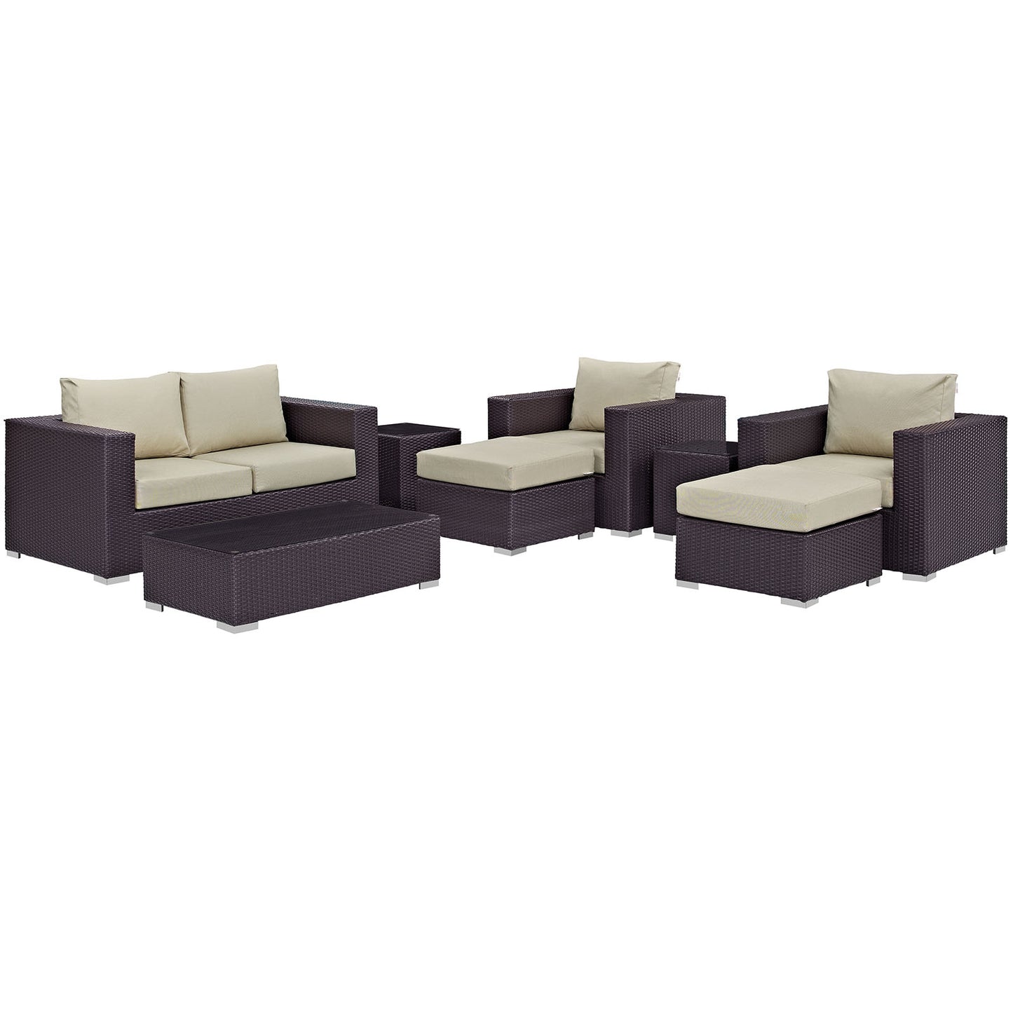 Convene 8 Piece Outdoor Patio Sofa Set Espresso