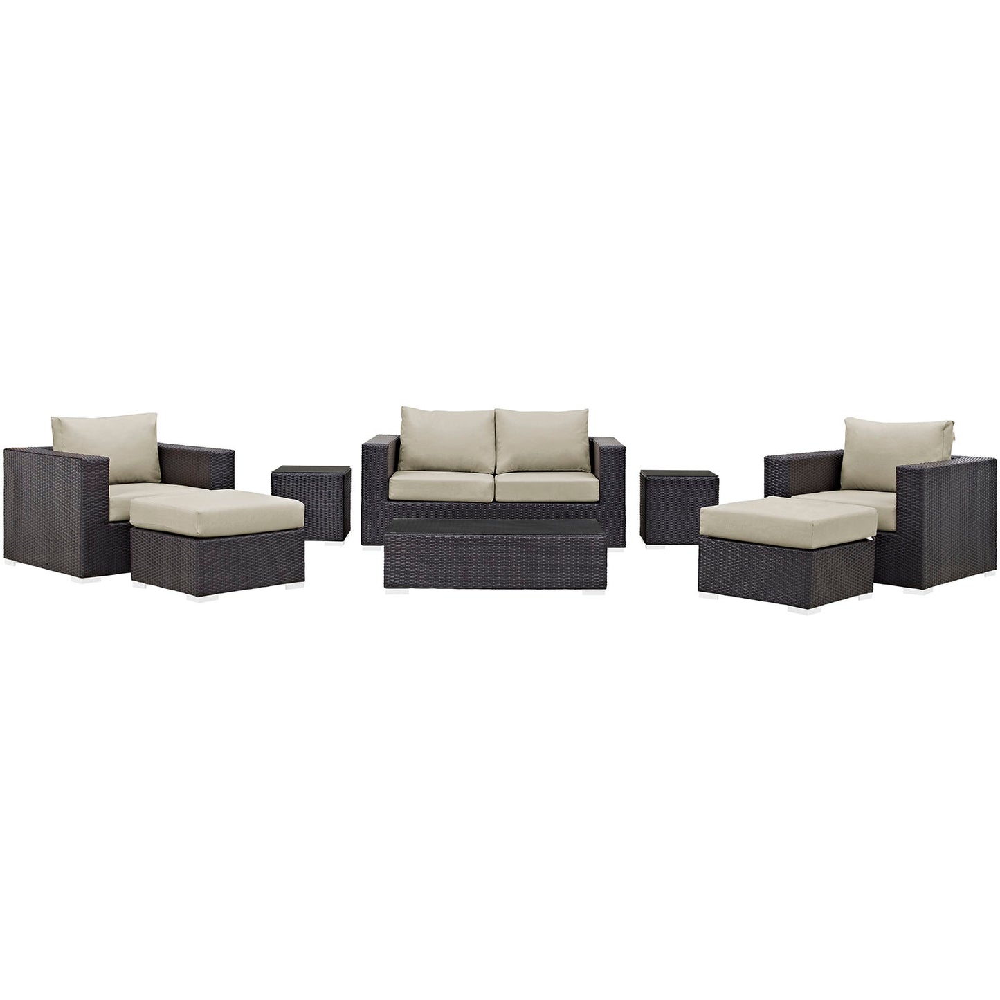 Convene 8 Piece Outdoor Patio Sofa Set Espresso