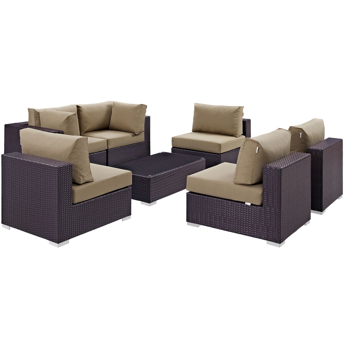 Convene 7 Piece Outdoor Patio Sectional Set Espresso
