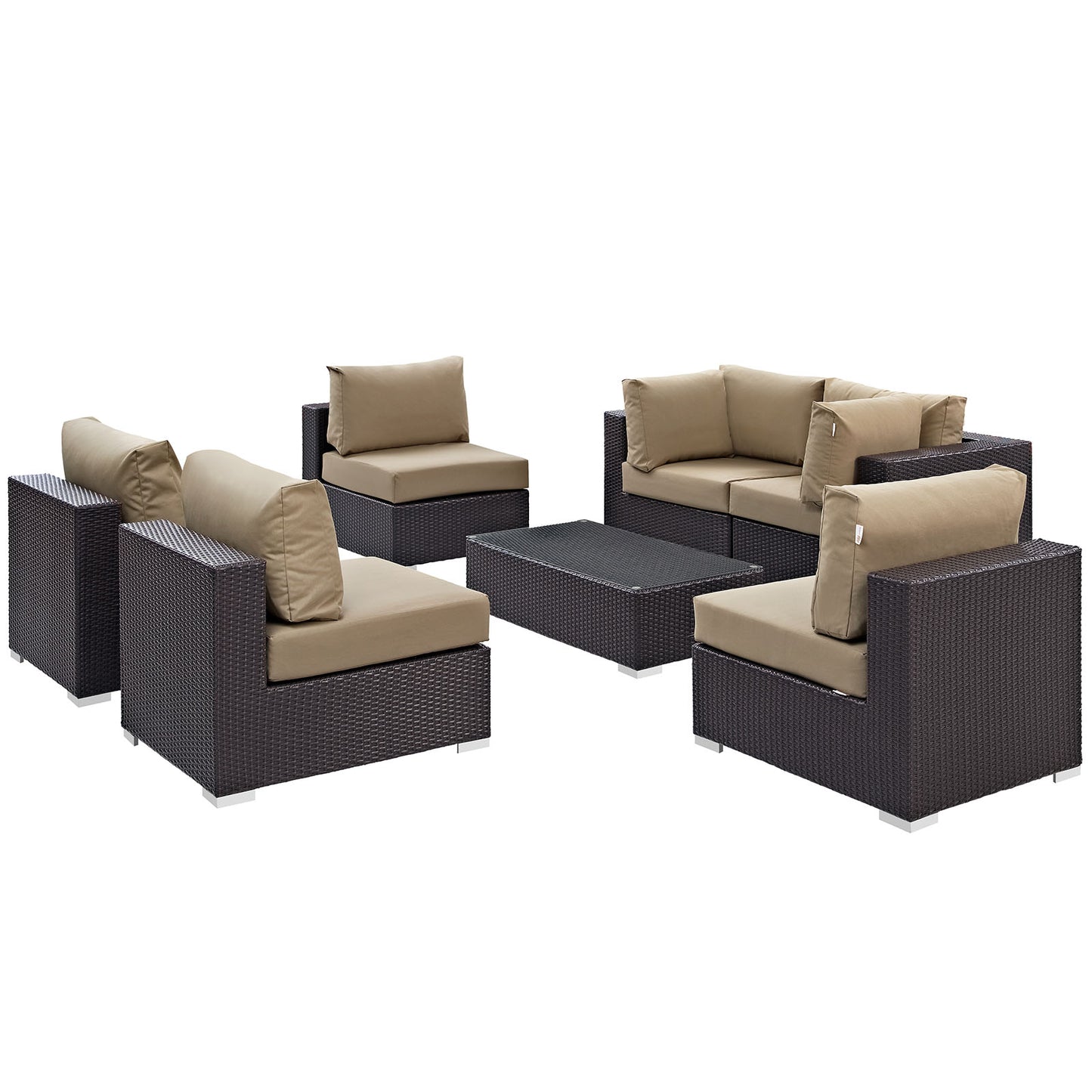 Convene 7 Piece Outdoor Patio Sectional Set Espresso