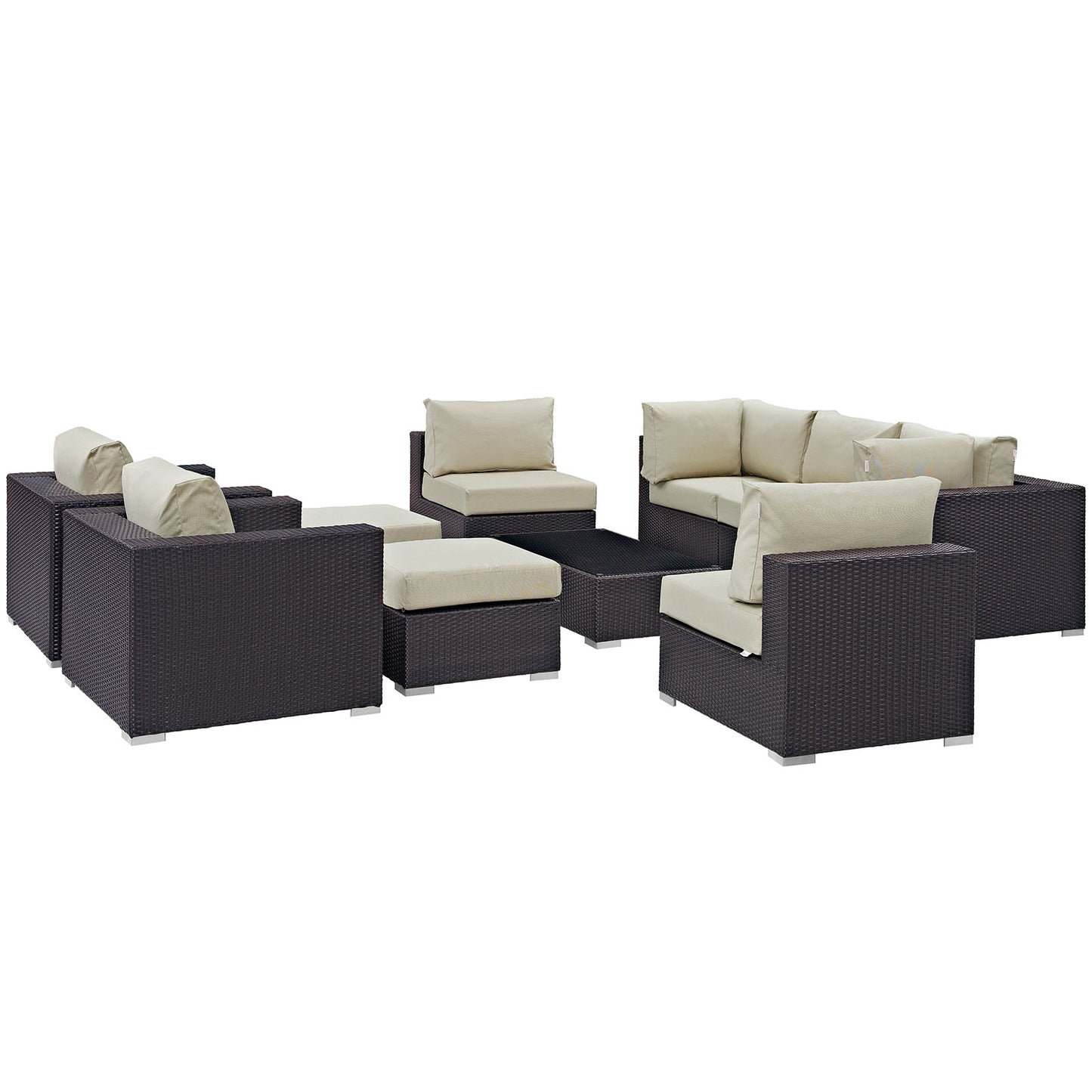 Convene 10 Piece Outdoor Patio Sectional Set Espresso