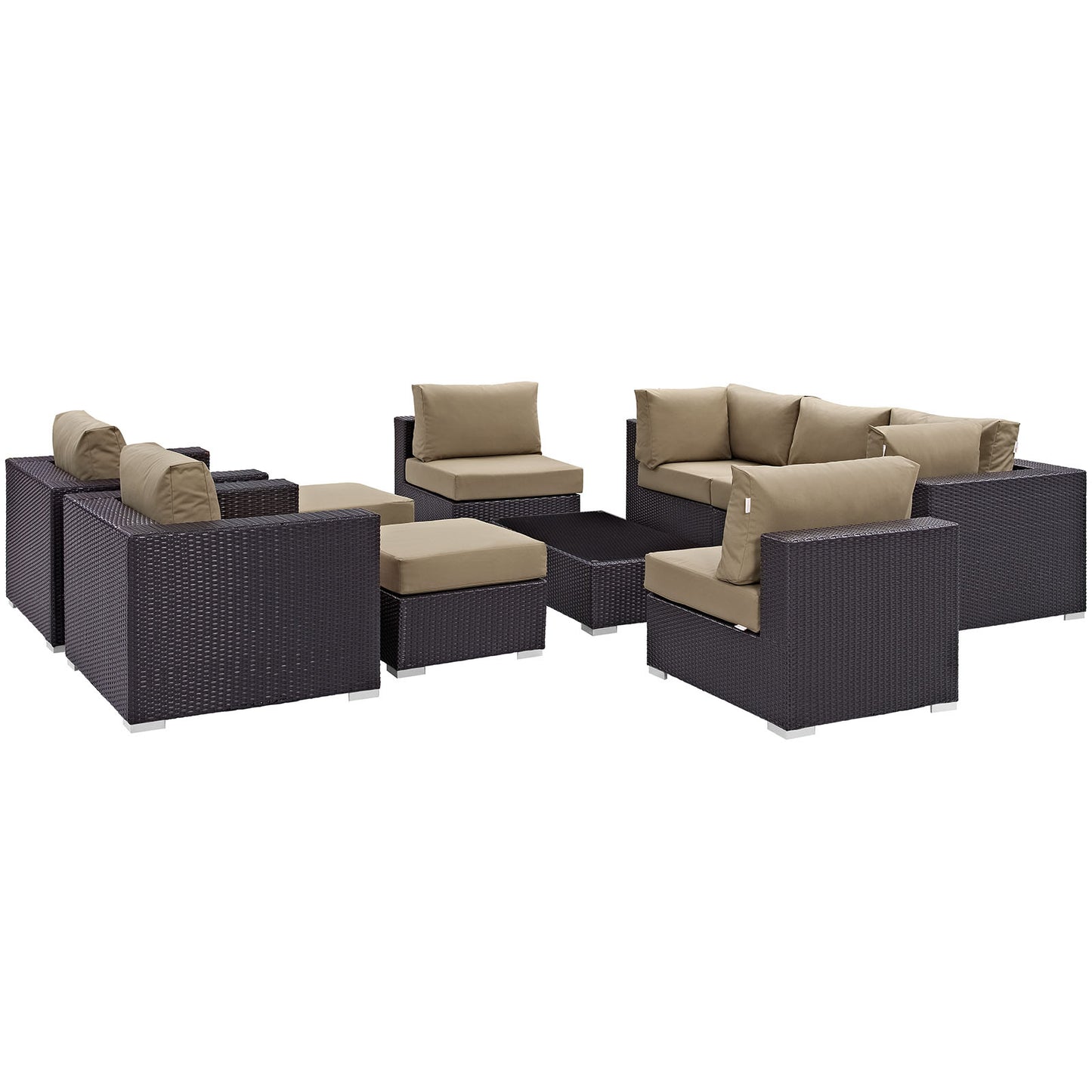 Convene 10 Piece Outdoor Patio Sectional Set Espresso