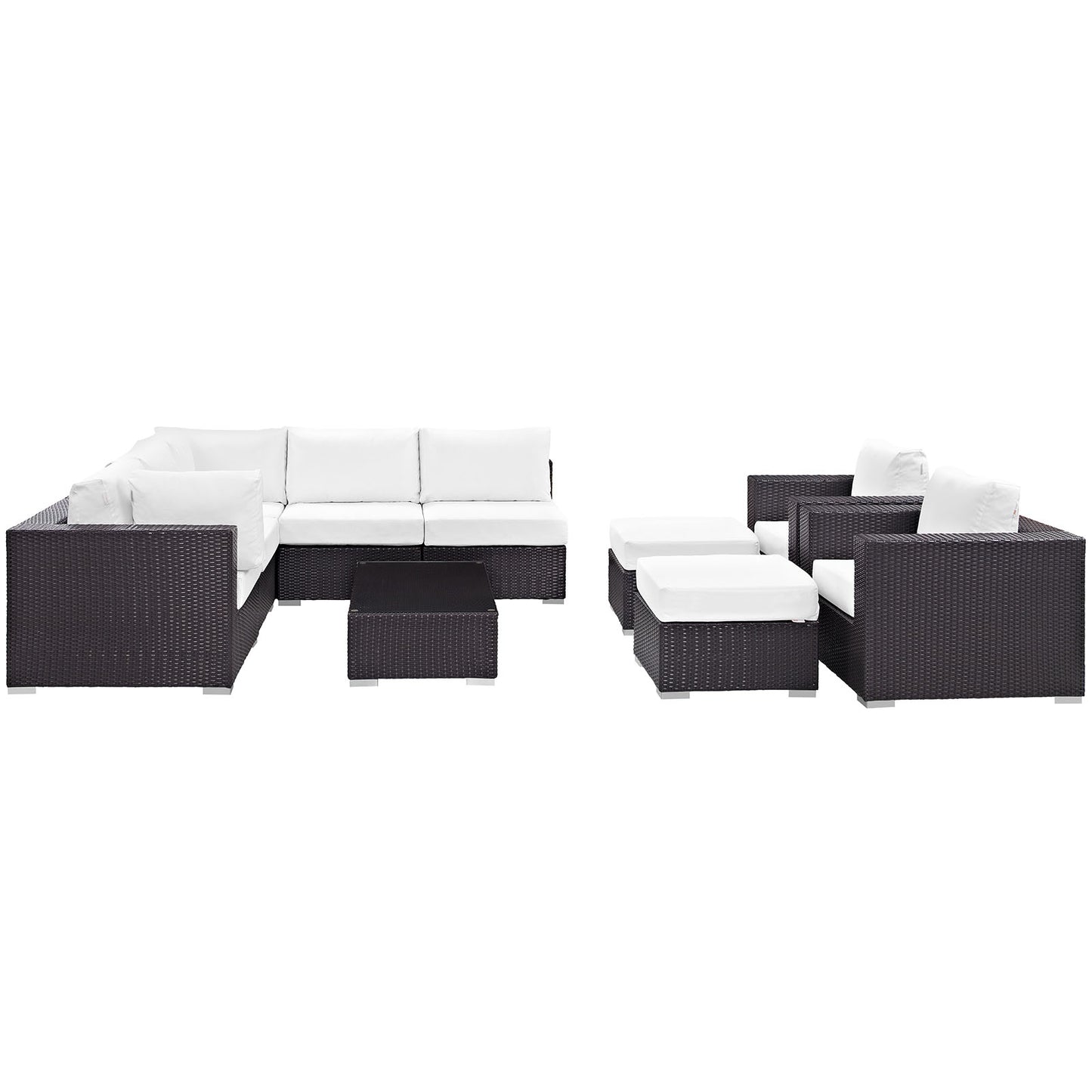 Convene 10 Piece Outdoor Patio Sectional Set Espresso