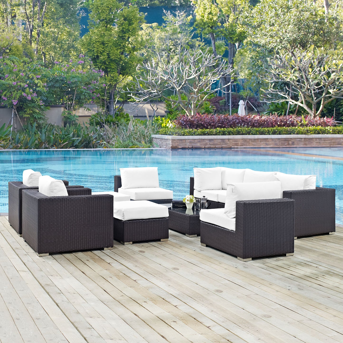 Convene 10 Piece Outdoor Patio Sectional Set Espresso