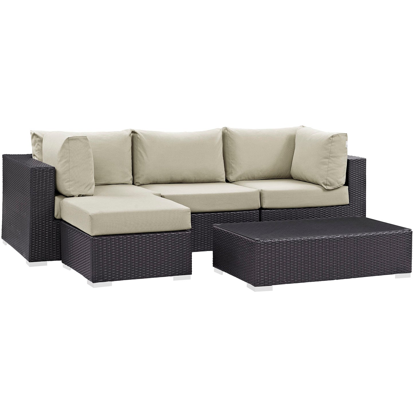Convene 5 Piece Outdoor Patio Sectional Set Espresso