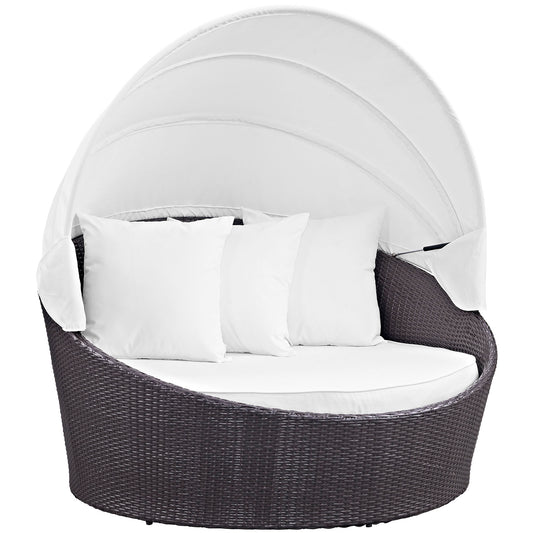 Convene Canopy Outdoor Patio Daybed Espresso White