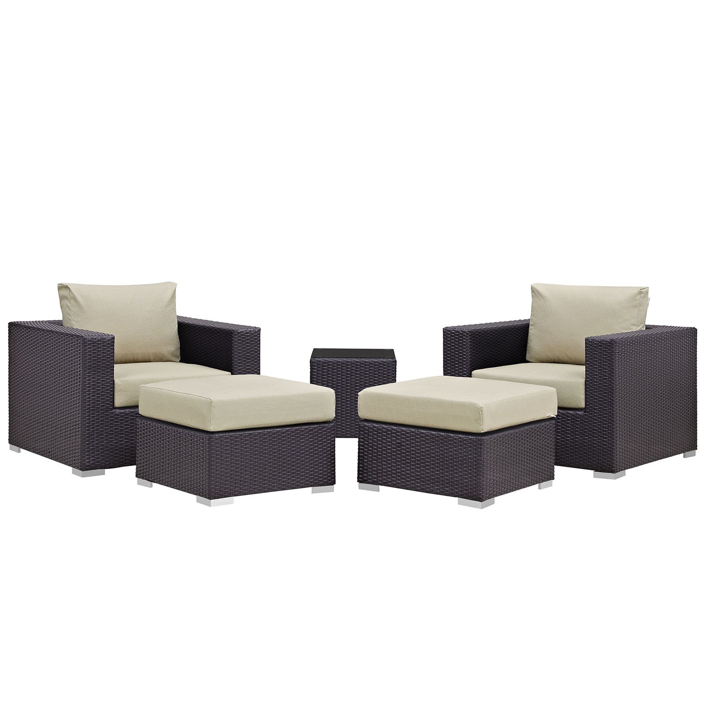 Convene 5 Piece Outdoor Patio Sectional Set Espresso