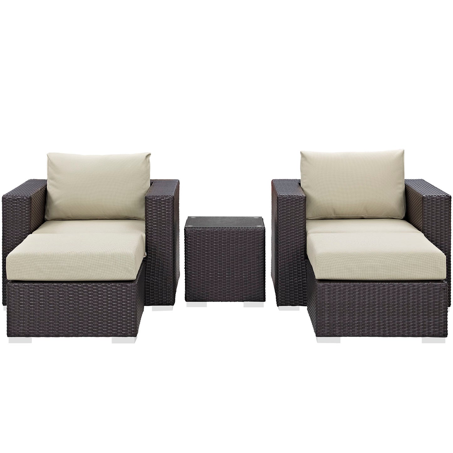 Convene 5 Piece Outdoor Patio Sectional Set Espresso