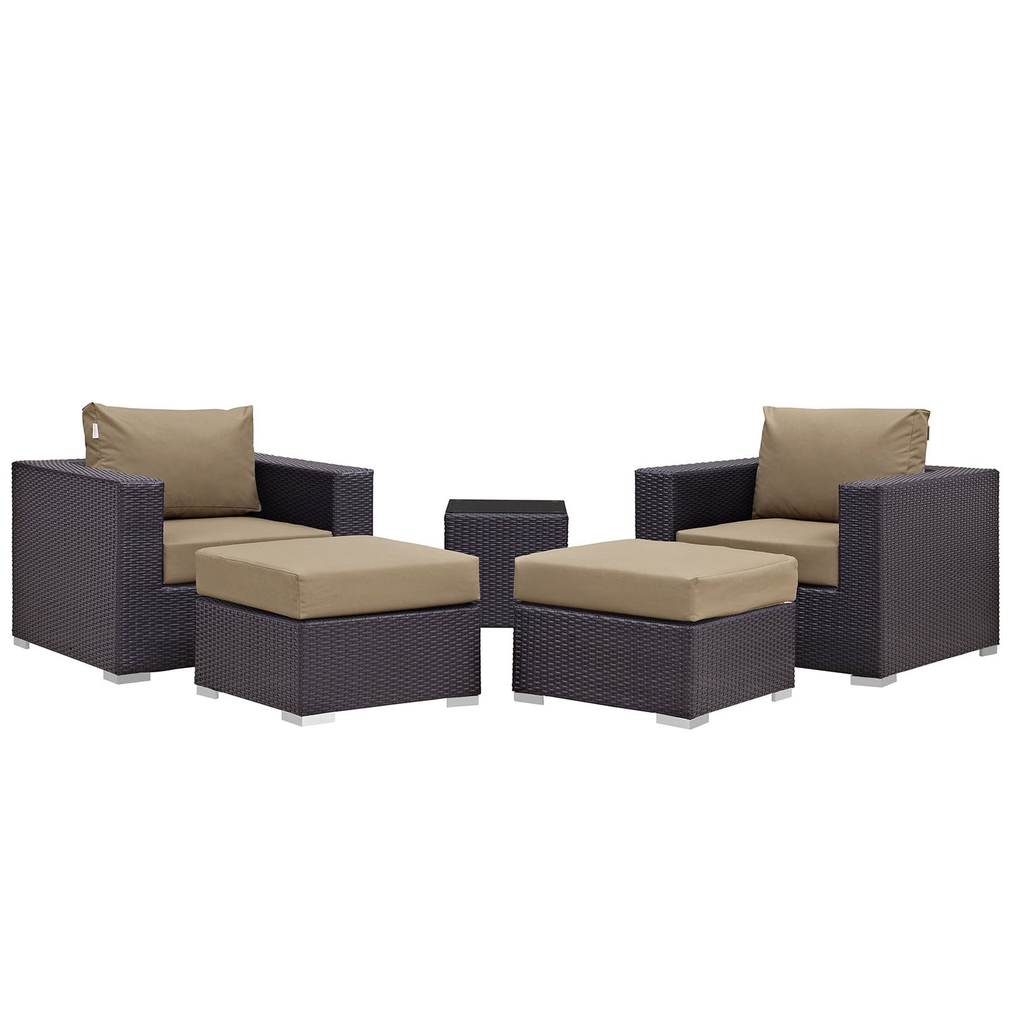 Convene 5 Piece Outdoor Patio Sectional Set Espresso