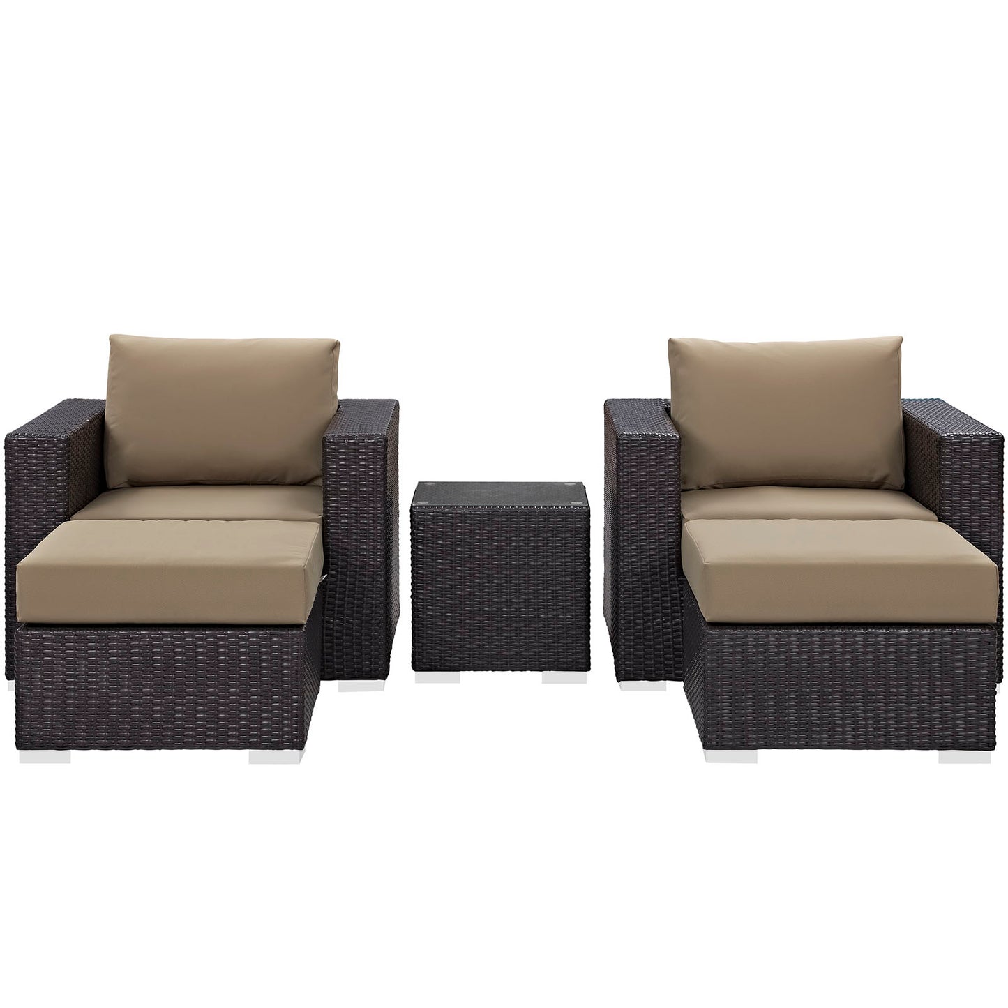 Convene 5 Piece Outdoor Patio Sectional Set Espresso