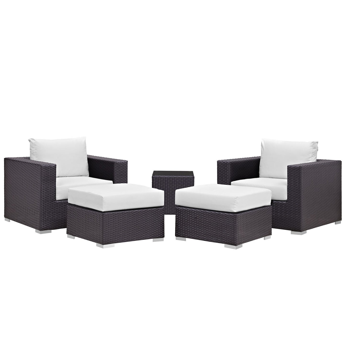 Convene 5 Piece Outdoor Patio Sectional Set Espresso