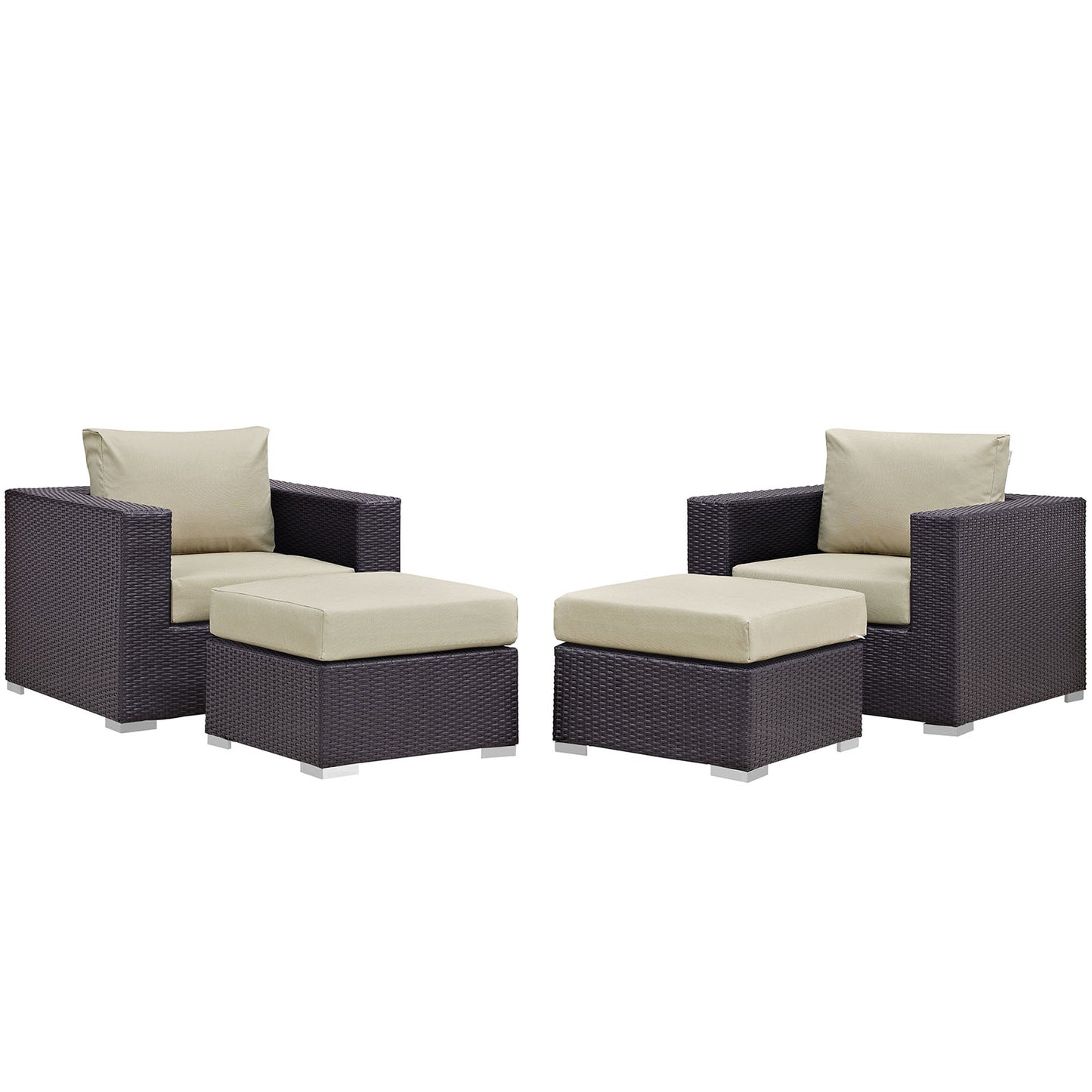 Convene 4 Piece Outdoor Patio Sectional Set Espresso