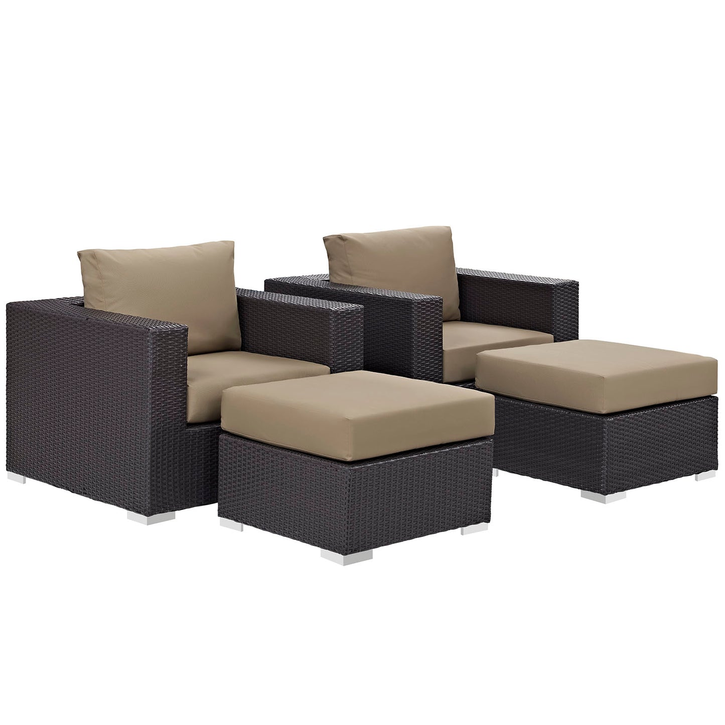 Convene 4 Piece Outdoor Patio Sectional Set Espresso