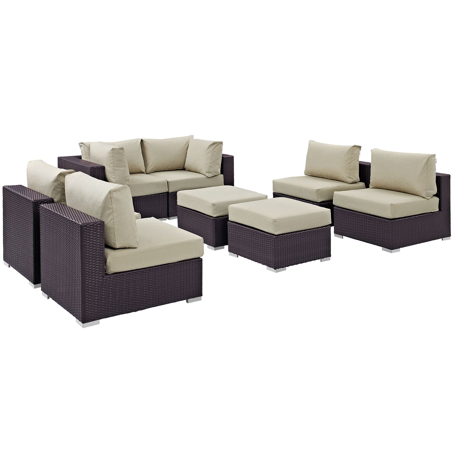 Convene 8 Piece Outdoor Patio Sectional Set Espresso