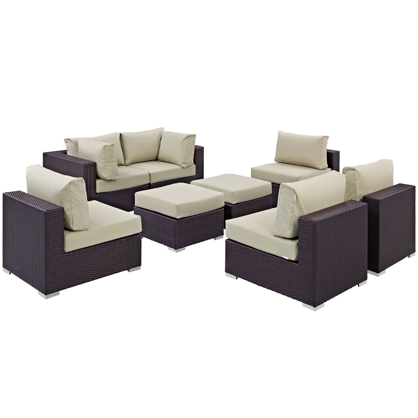 Convene 8 Piece Outdoor Patio Sectional Set Espresso