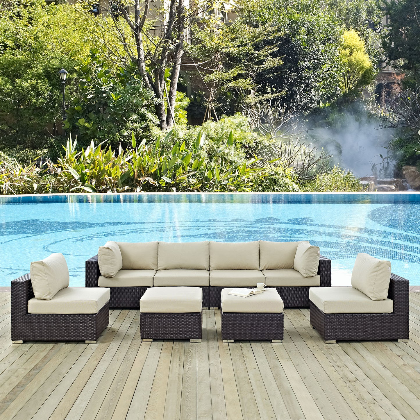 Convene 8 Piece Outdoor Patio Sectional Set Espresso