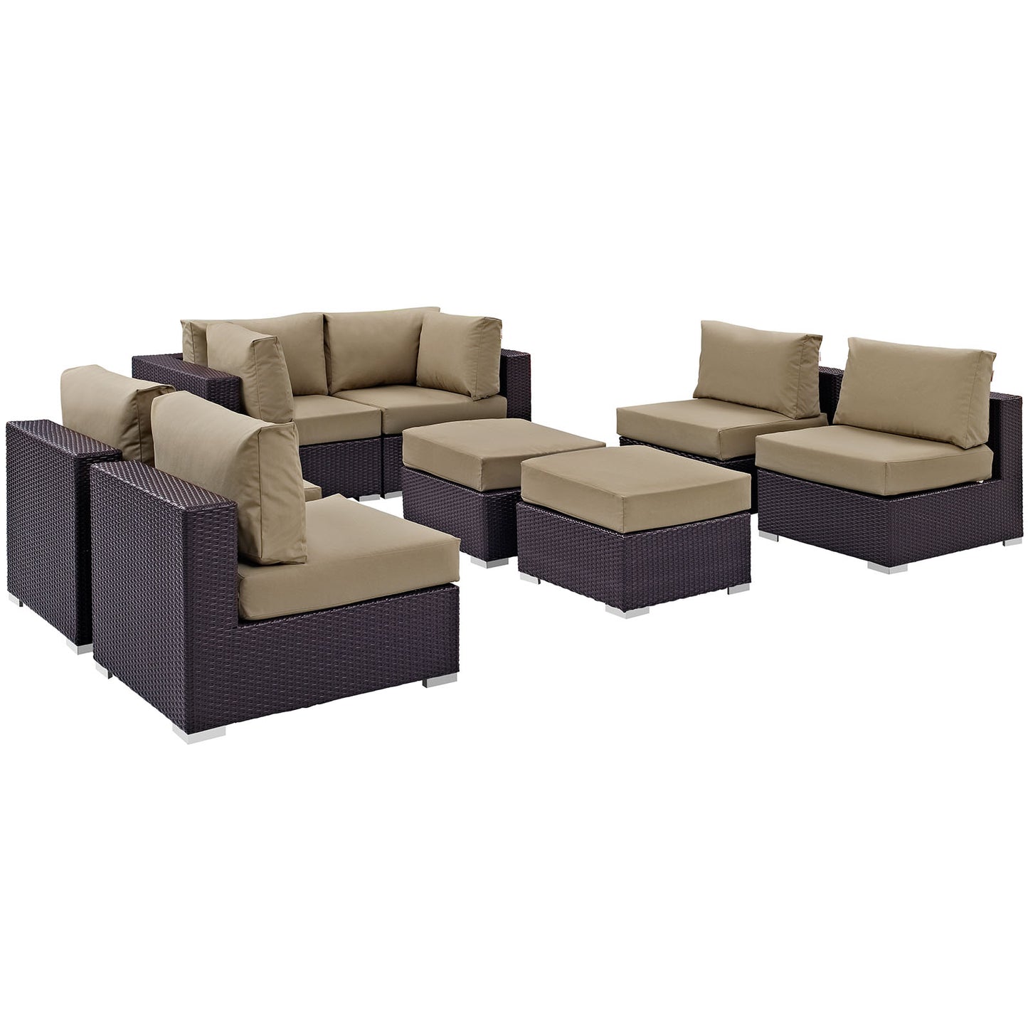 Convene 8 Piece Outdoor Patio Sectional Set Espresso