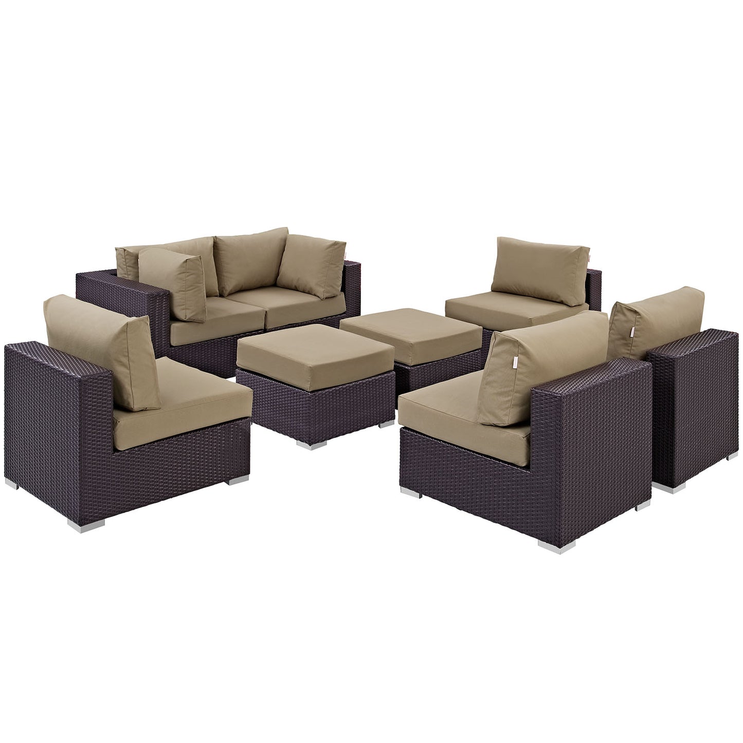 Convene 8 Piece Outdoor Patio Sectional Set Espresso
