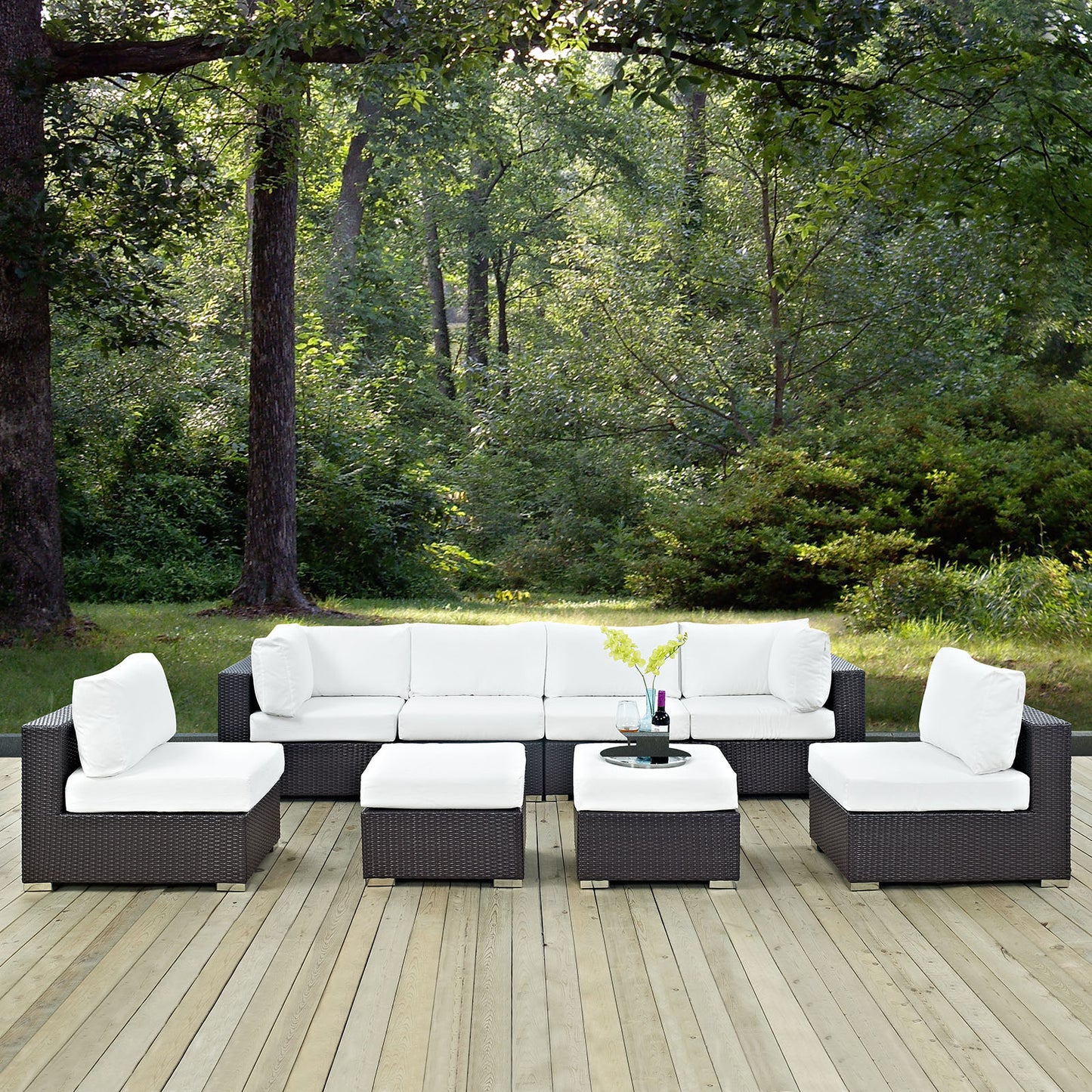 Convene 8 Piece Outdoor Patio Sectional Set Espresso