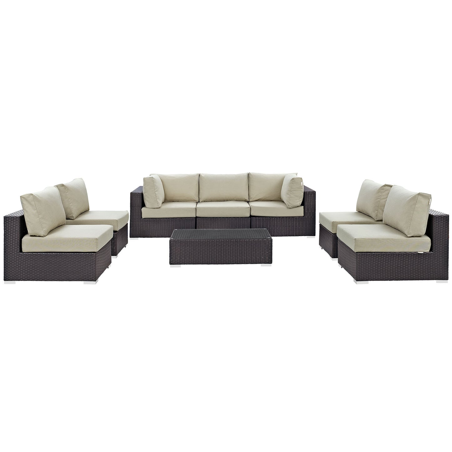 Convene 8 Piece Outdoor Patio Sectional Set Espresso
