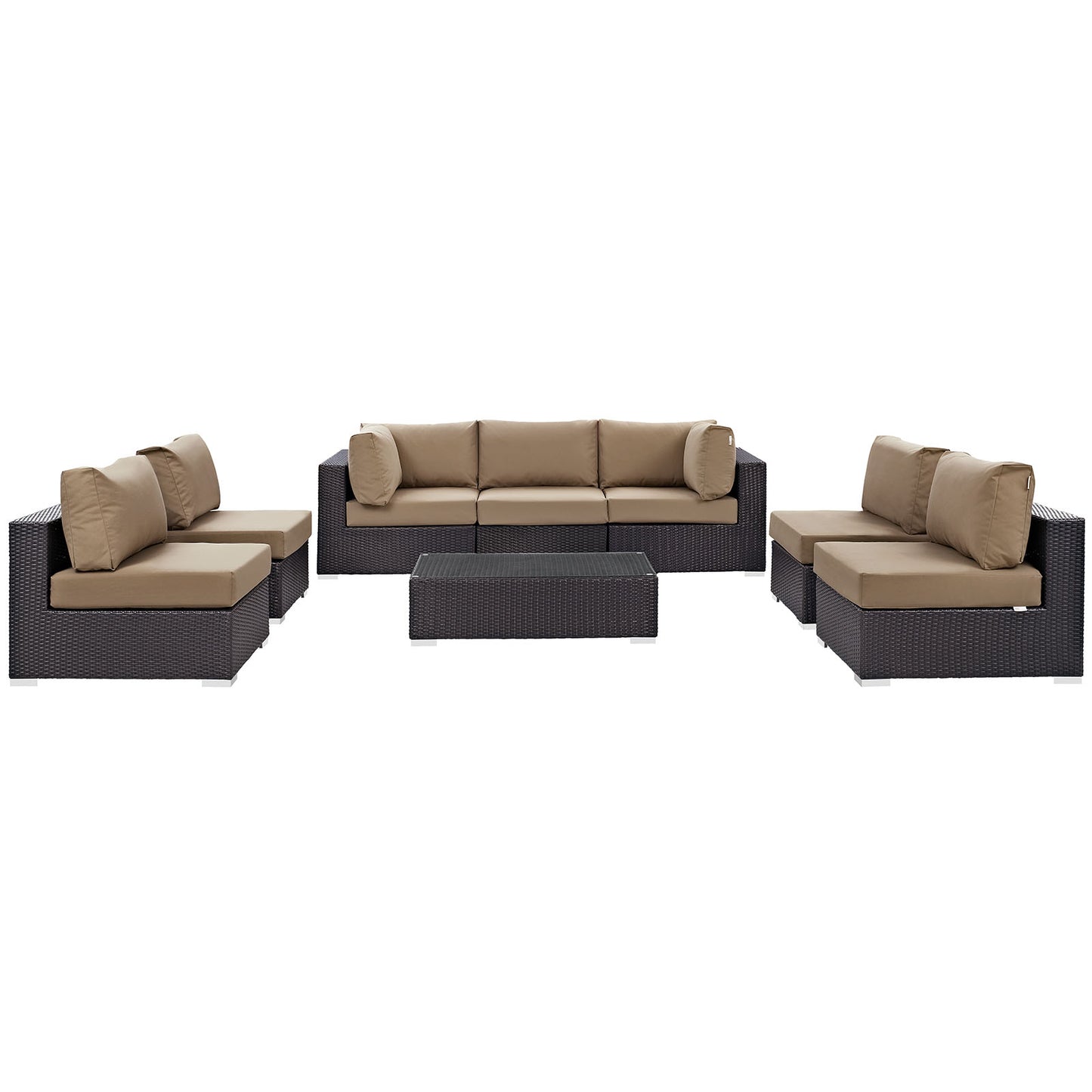 Convene 8 Piece Outdoor Patio Sectional Set Espresso