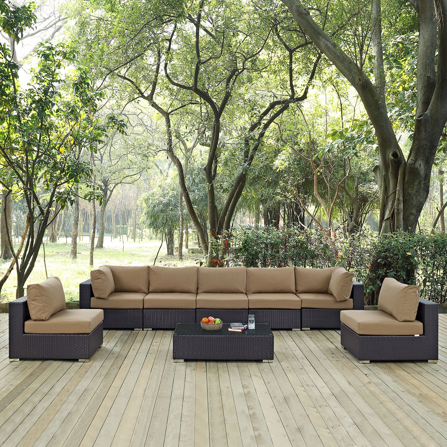 Convene 8 Piece Outdoor Patio Sectional Set Espresso