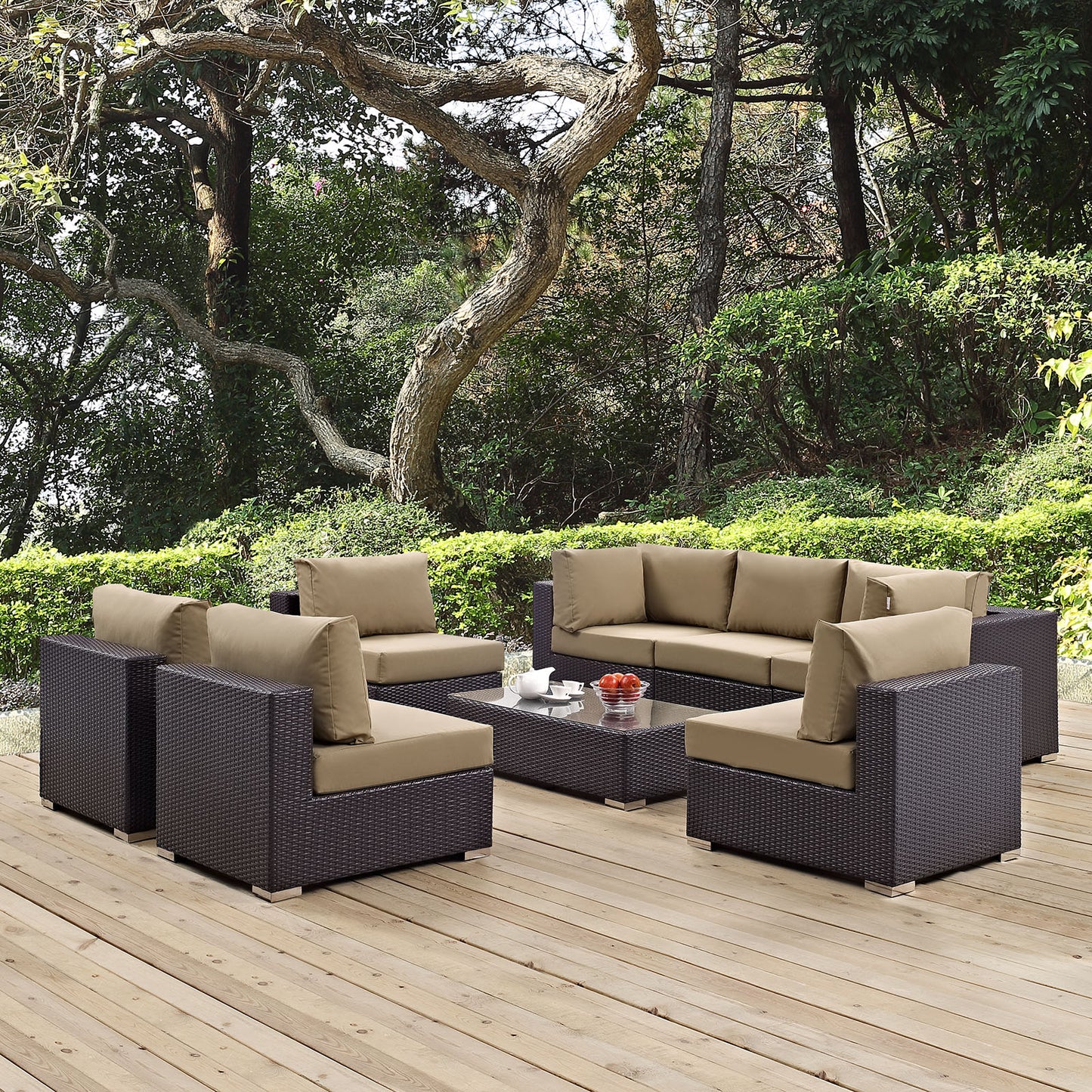 Convene 8 Piece Outdoor Patio Sectional Set Espresso