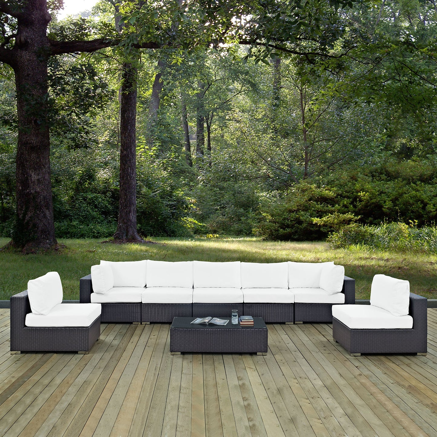 Convene 8 Piece Outdoor Patio Sectional Set Espresso