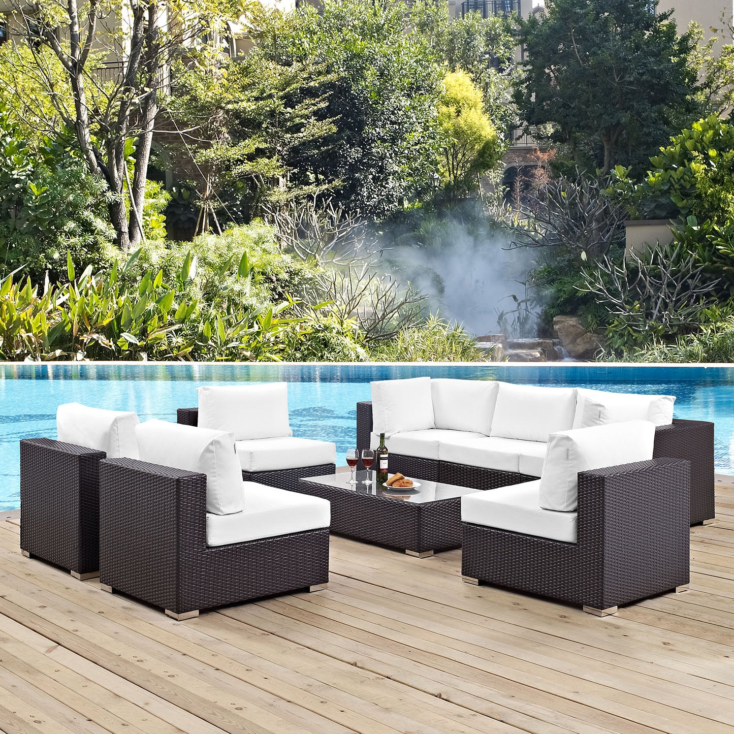 Convene 8 Piece Outdoor Patio Sectional Set Espresso