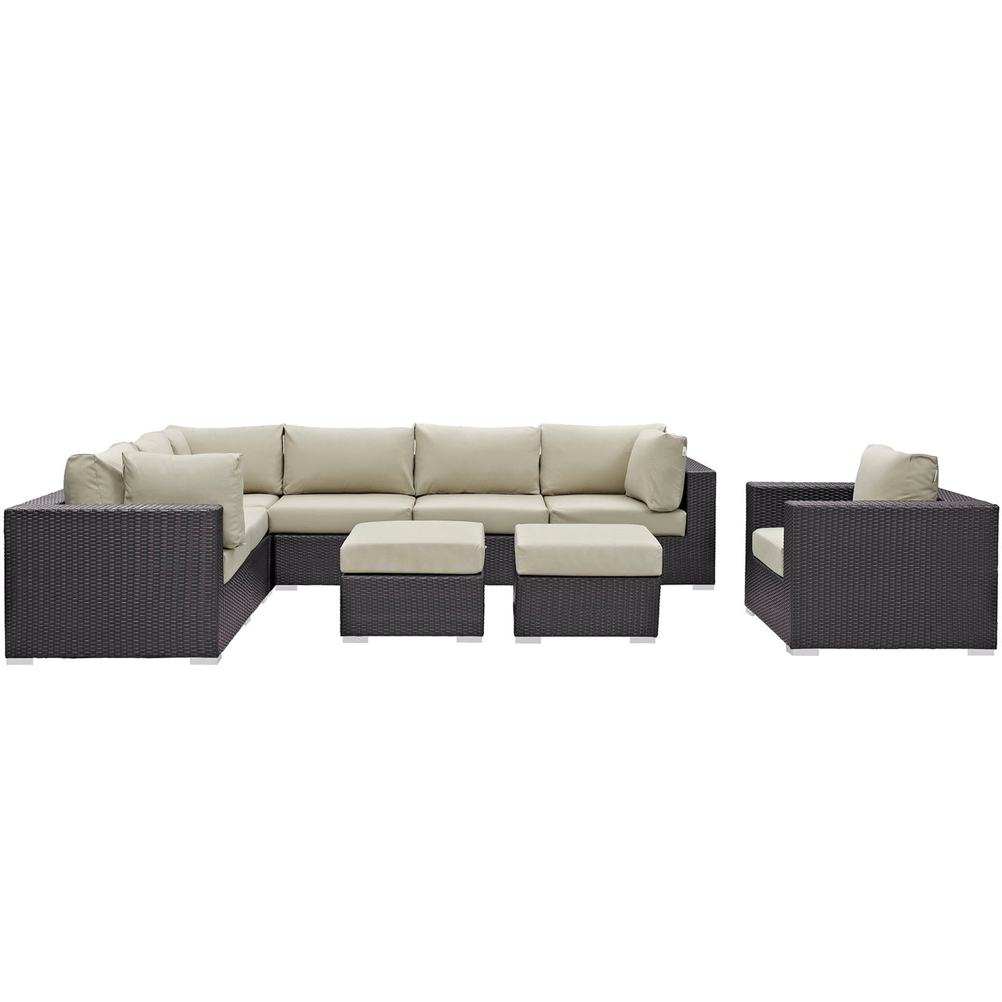 Convene 9 Piece Outdoor Patio Sectional Set Espresso