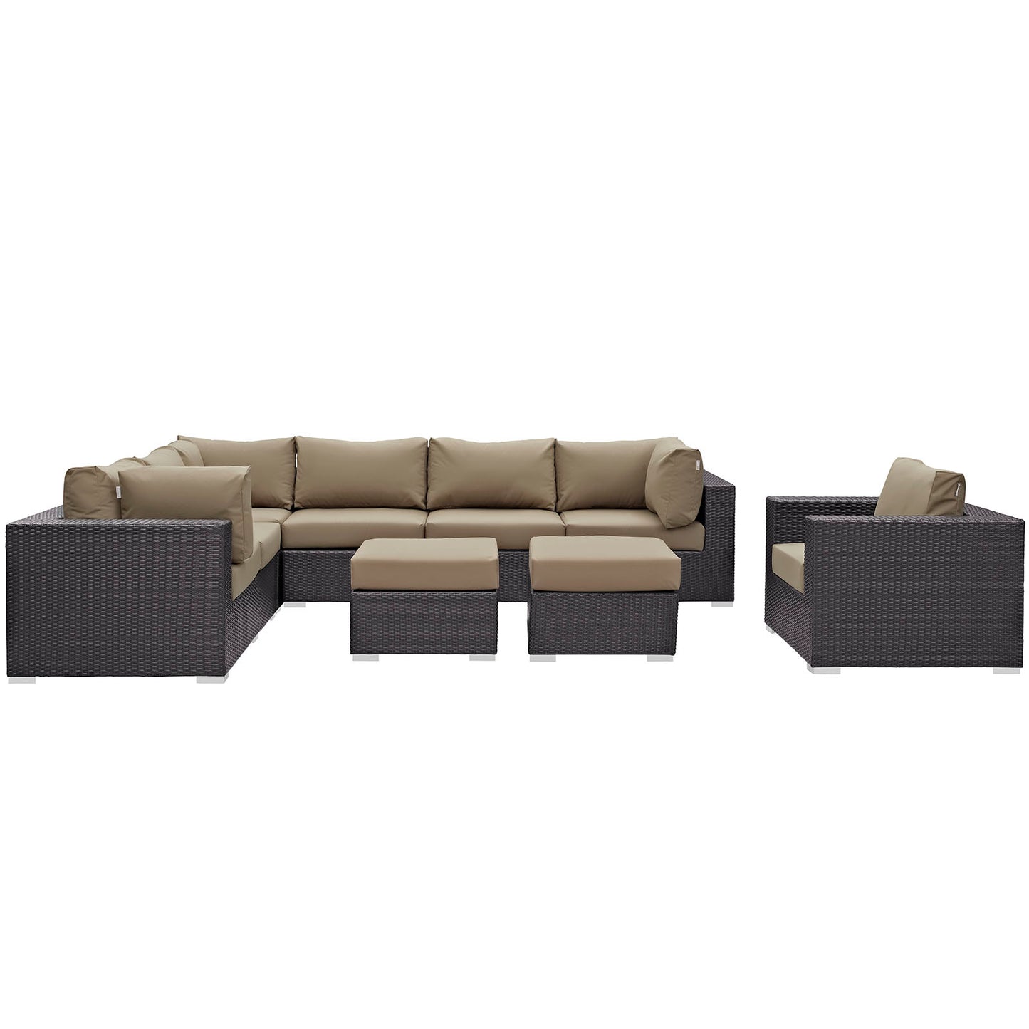 Convene 9 Piece Outdoor Patio Sectional Set Espresso