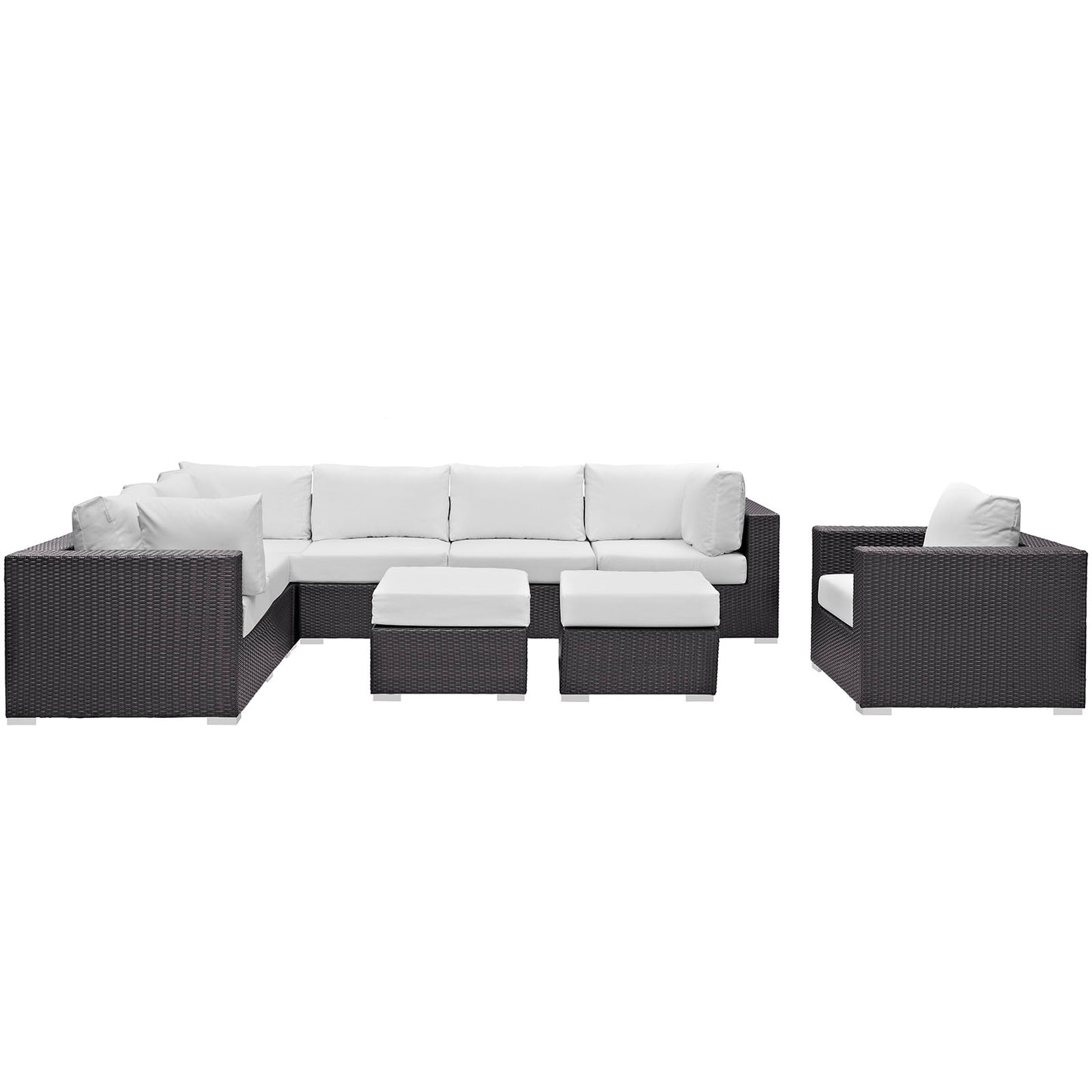Convene 9 Piece Outdoor Patio Sectional Set Espresso