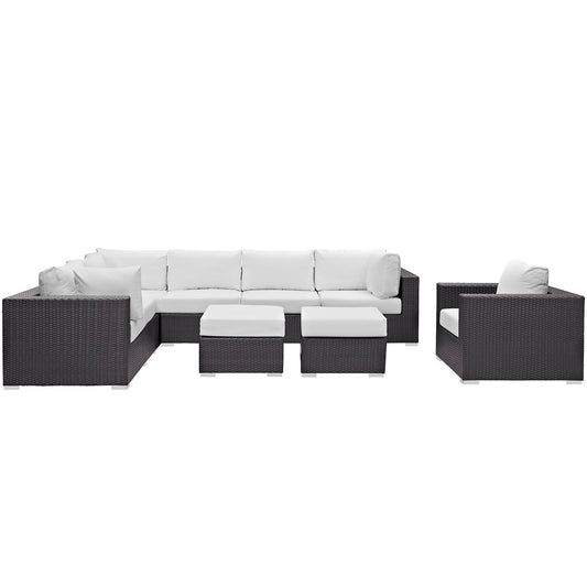 Convene 9 Piece Outdoor Patio Sectional Set Espresso
