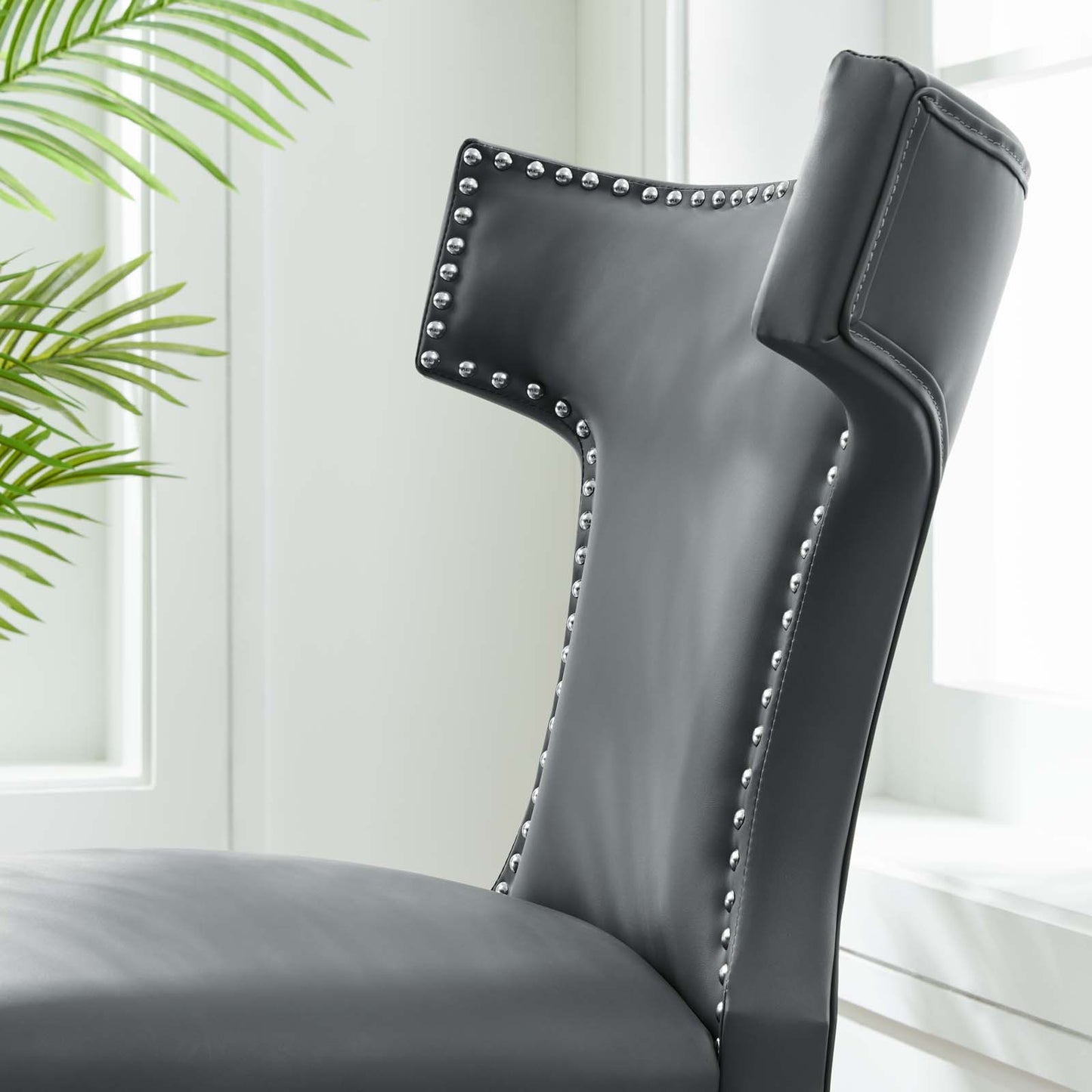 Curve Vegan Leather Dining Chair Gray EEI-2220-GRY