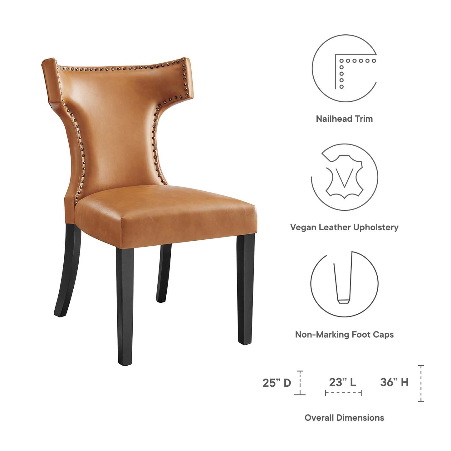 Curve Vegan Leather Dining Chair Tan EEI-2220-TAN