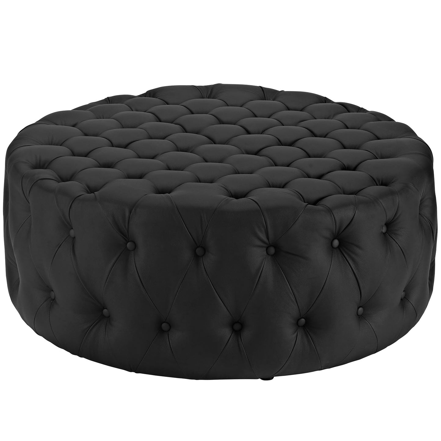 Amour Upholstered Vinyl Ottoman Black EEI-2224-BLK