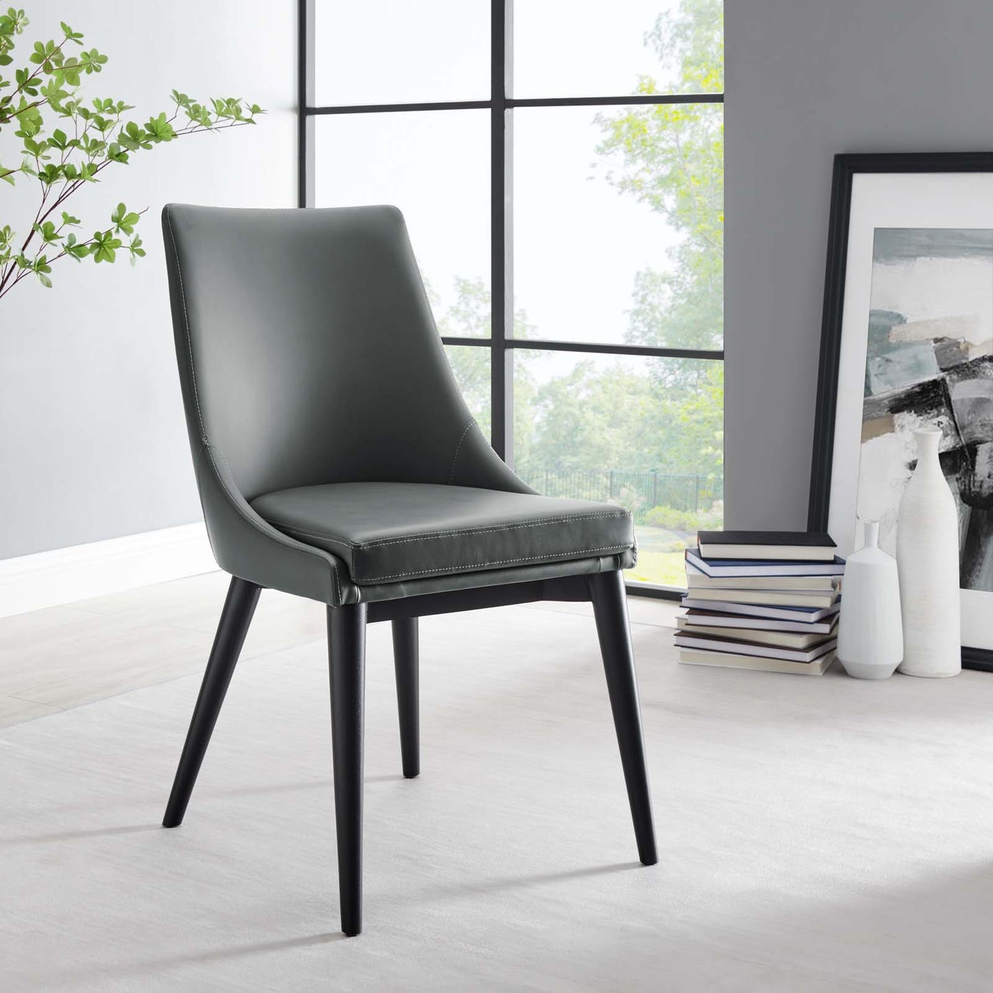 Viscount Vegan Leather Dining Chair Gray EEI-2226-GRY