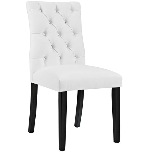 Duchess Button Tufted Vegan Leather Dining Chair White EEI-2230-WHI