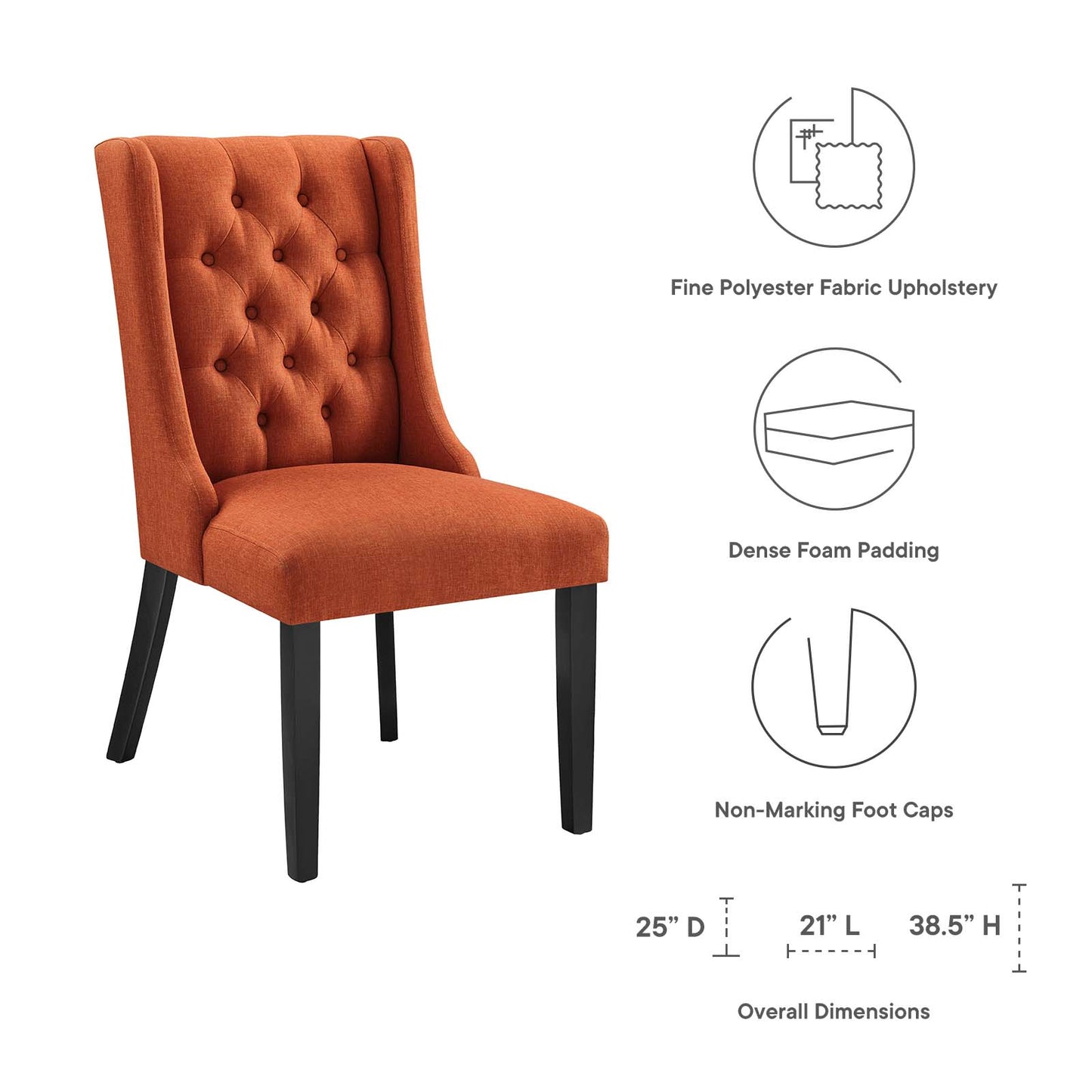 Baronet Button Tufted Fabric Dining Chair Orange EEI-2235-ORA