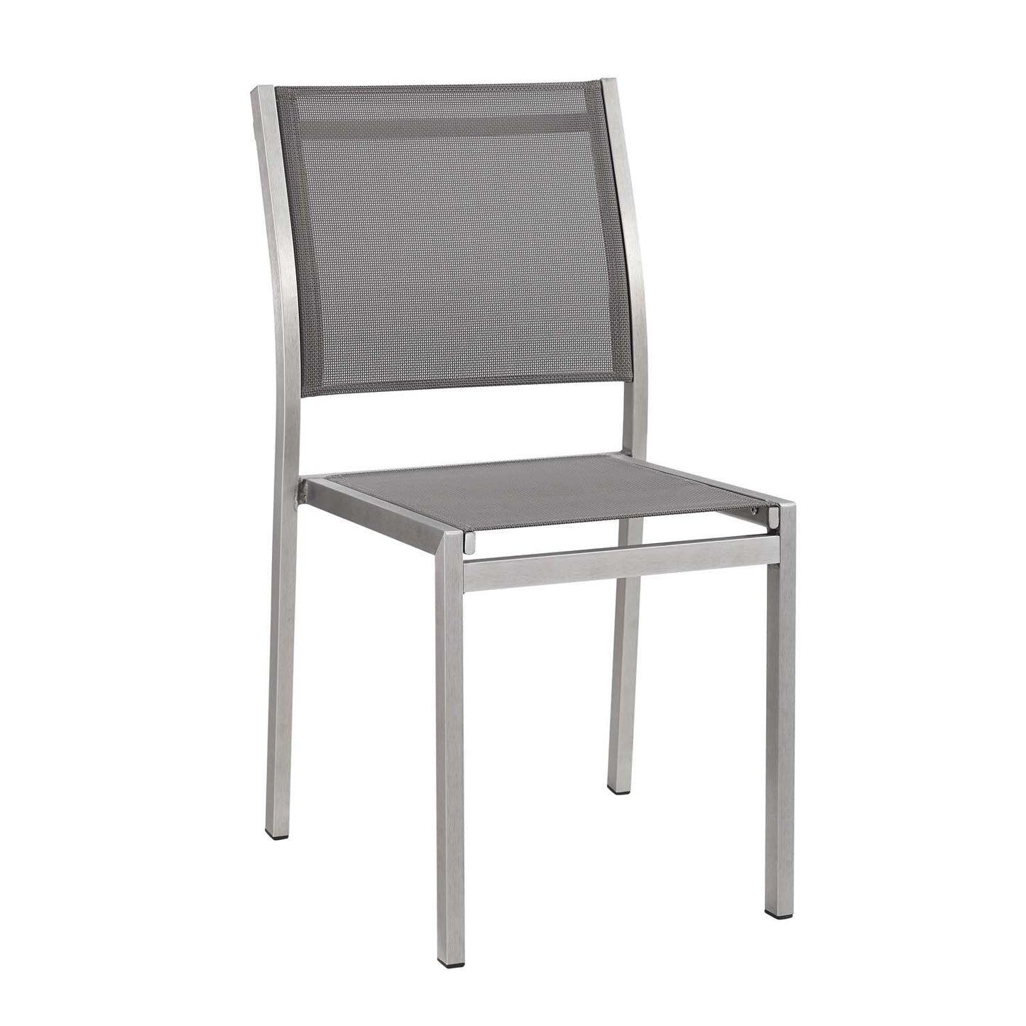 Shore Outdoor Patio Aluminum Side Chair Silver Gray EEI-2259-SLV-GRY