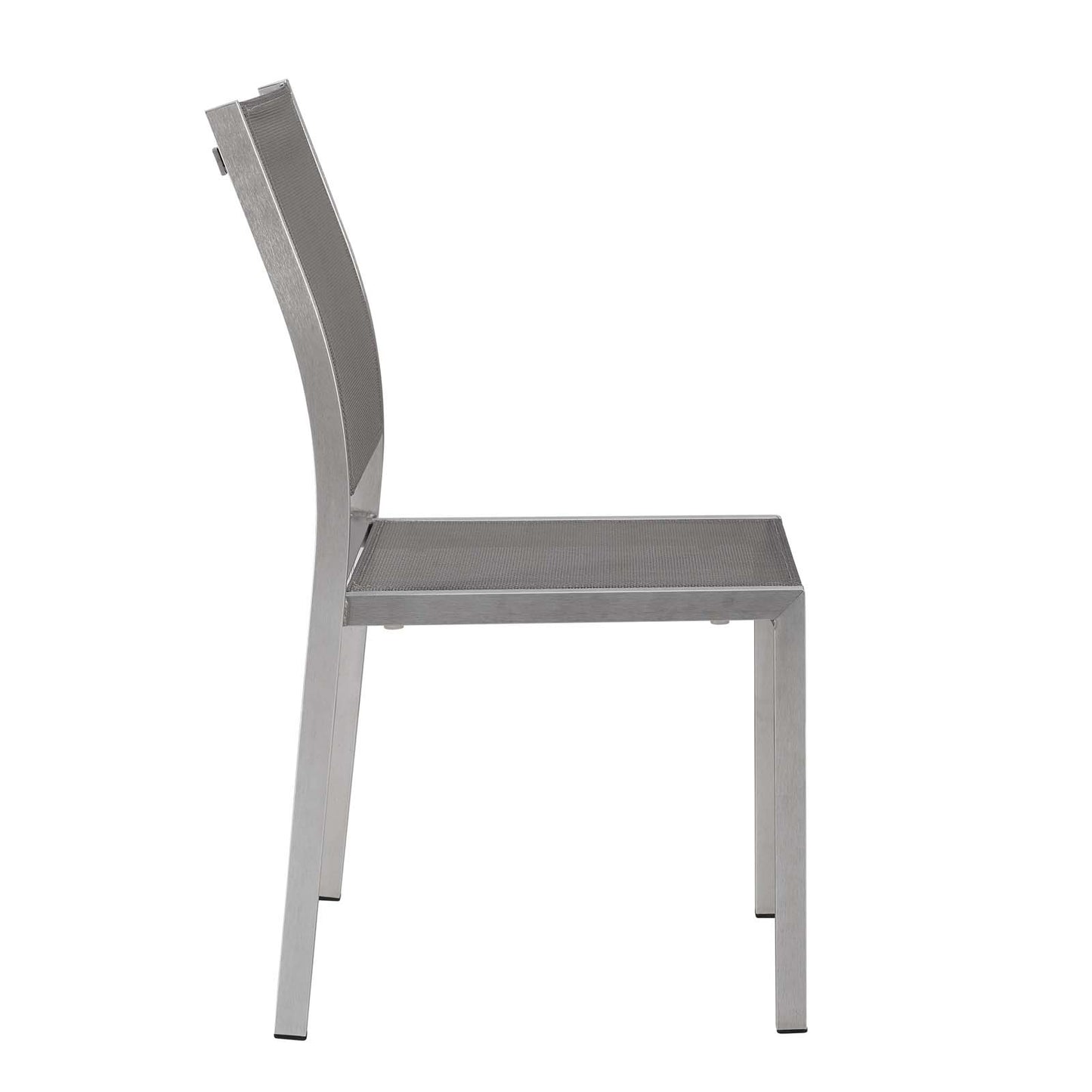 Shore Outdoor Patio Aluminum Side Chair Silver Gray EEI-2259-SLV-GRY